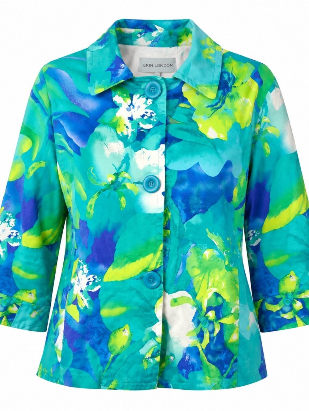 ERIN LONDON | Vintage Artsy Colorful Blue Green Career Blazer Jacket | 2X